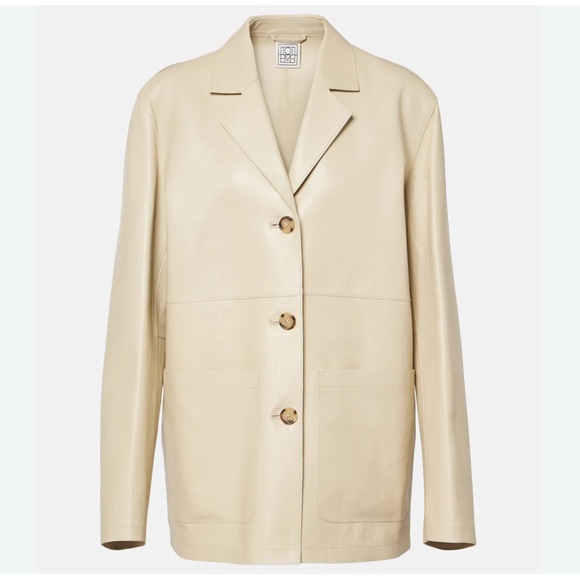 H&M NWT Loose Fit Leather Jacket/Blazer  in Light Beige Sz XS - Picture 13 of 13